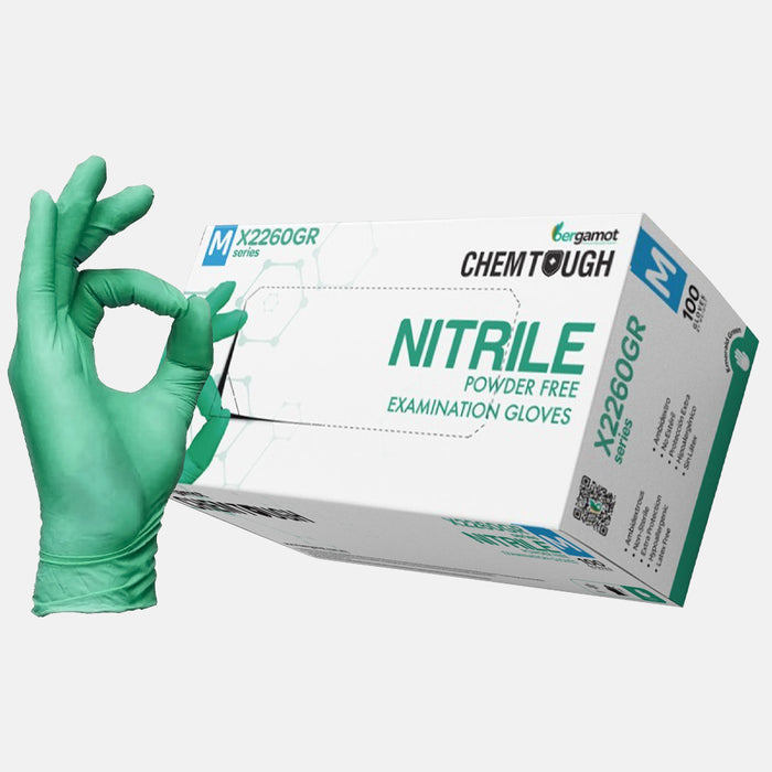 Chemtough Powder Free Green Heavy Duty Nitrile Gloves
